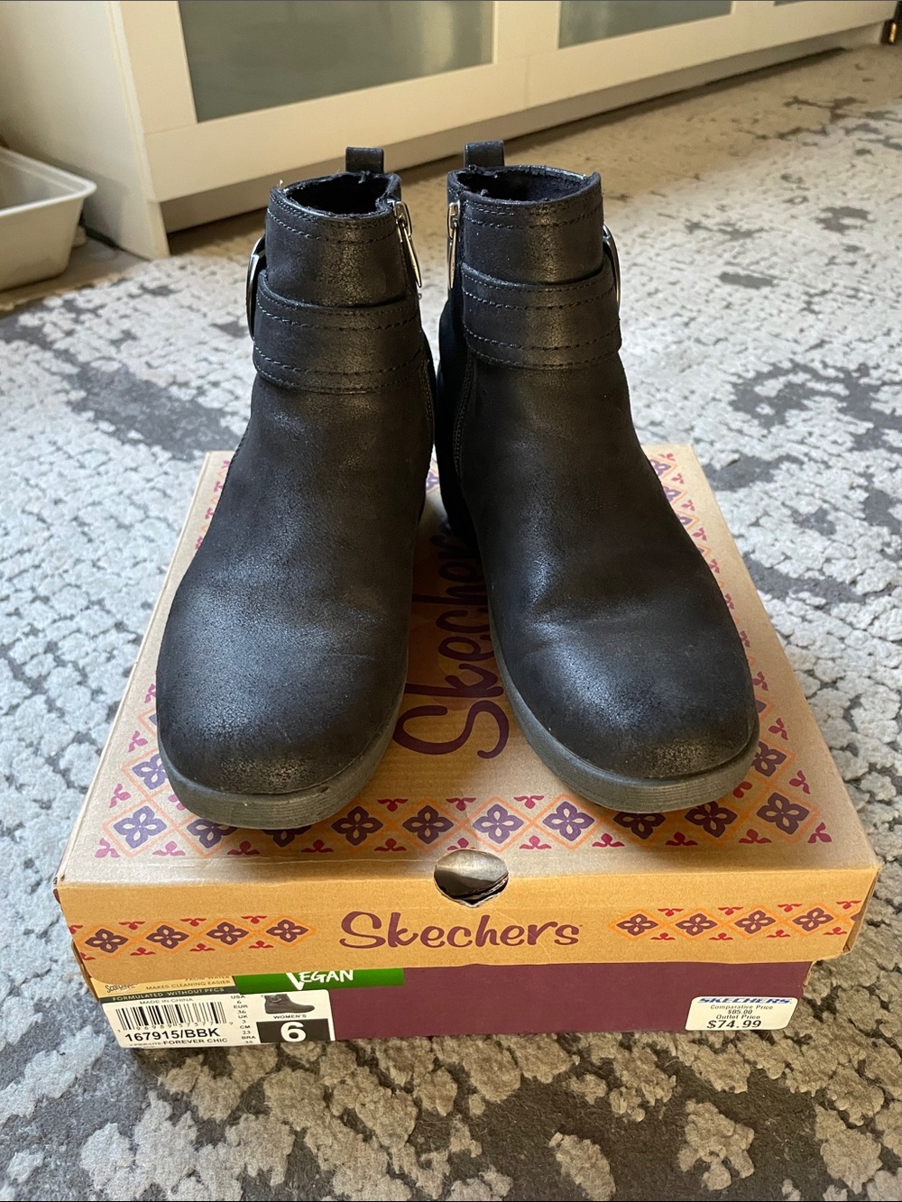 Skechers Black Women’s Ankle Booties with Side Zip